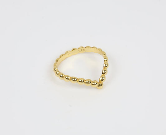 Beaded Wishbone Ring